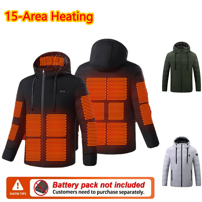 Outdoor Sport Coat - Jaket Berpemanas 15 Area dengan Tudung