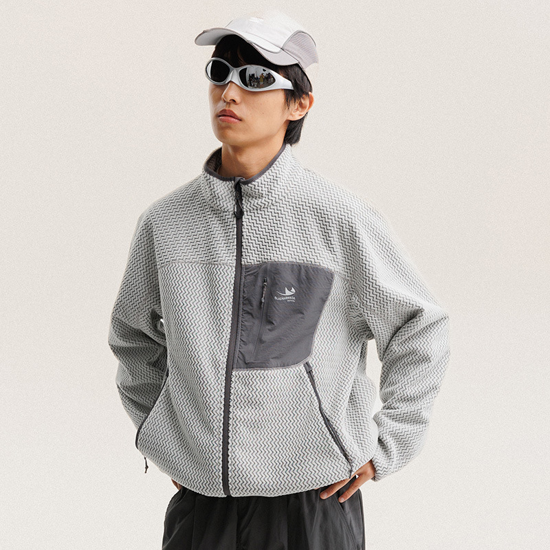 Outdoor Sport Coat - Jaket Bulu Polar Bergaris Bergelombang Musim
