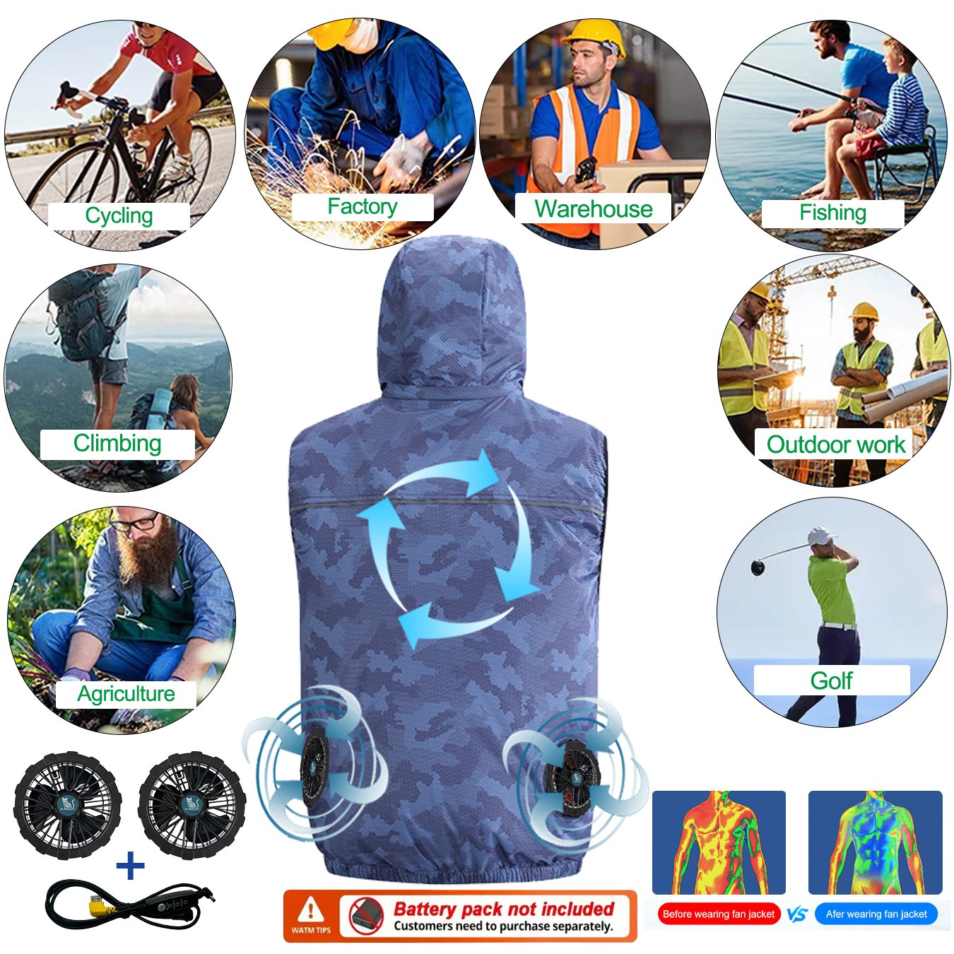 Kipas Angin Pendingin Udara 12 - Outdoor Sport Brand Jacket ulasan dan harga