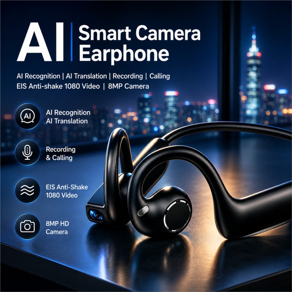 Earphone Pintar AI 800W Kamera - Outdoor Sport Bar ulasan dan harga